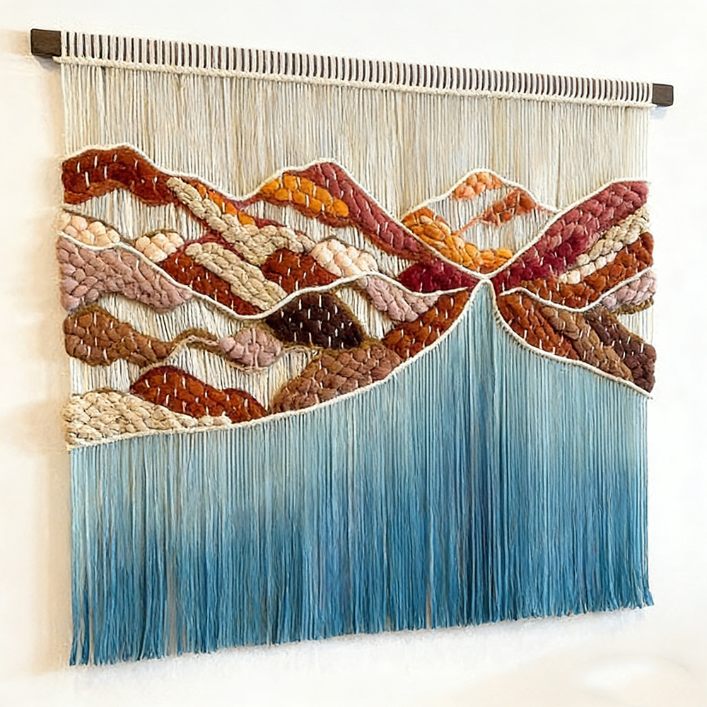 Home Textiles Direct - งานฝีมือมาคราเม่แขวนผนังจากโรงงานโดยตรง ปรับแต่งได้ตามต้องการ สำหรับตกแต่งบ้านสไตล์โบฮีเมียน~