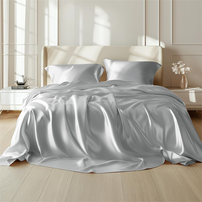 Silk Sheet Set - ผ้าปูที่นอนผ้าไหมมัลเบอร์รี่แท้ 100% หรูหรา ผ้าปูที่นอนผ้าไหมธรรมชาติ ผ้าปูที่นอนเนื้อเรียบ สำหรับเตียงเดี่ยว