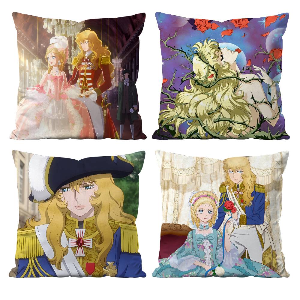 Versailles Home Textiles - ปลอกหมอนอนิเมะวินเทจลาย R-Rose Of Versailles ป้องกันไรฝุ่น ซิปซ่อน