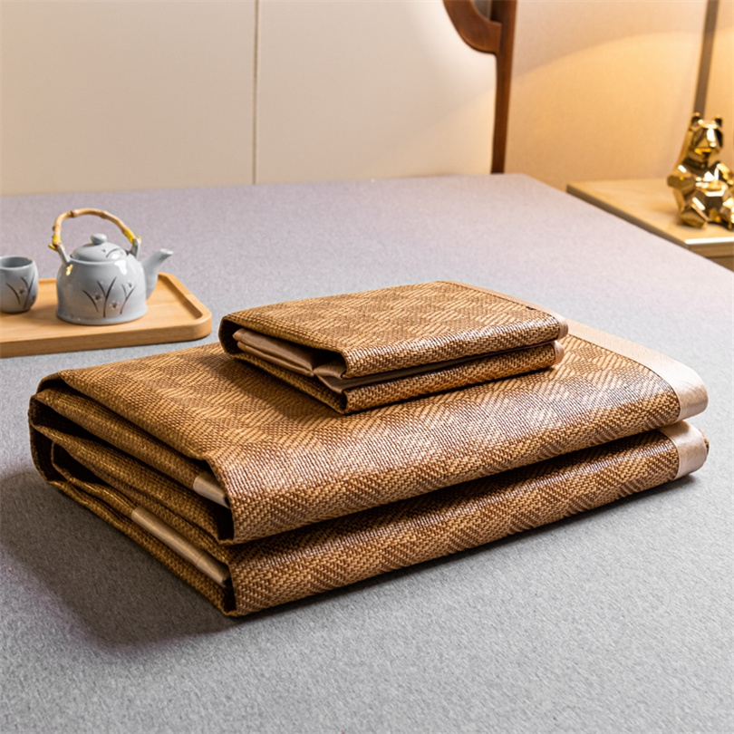 Silk Sheet Set - Cooling Mat ไม้ไผ่ฤดูร้อนและปลอกหมอน Naked นอนที่นอนทนทานผ้าไหมน้ําแข็งกันลื่นสบายชุดผ้าปูที่นอน