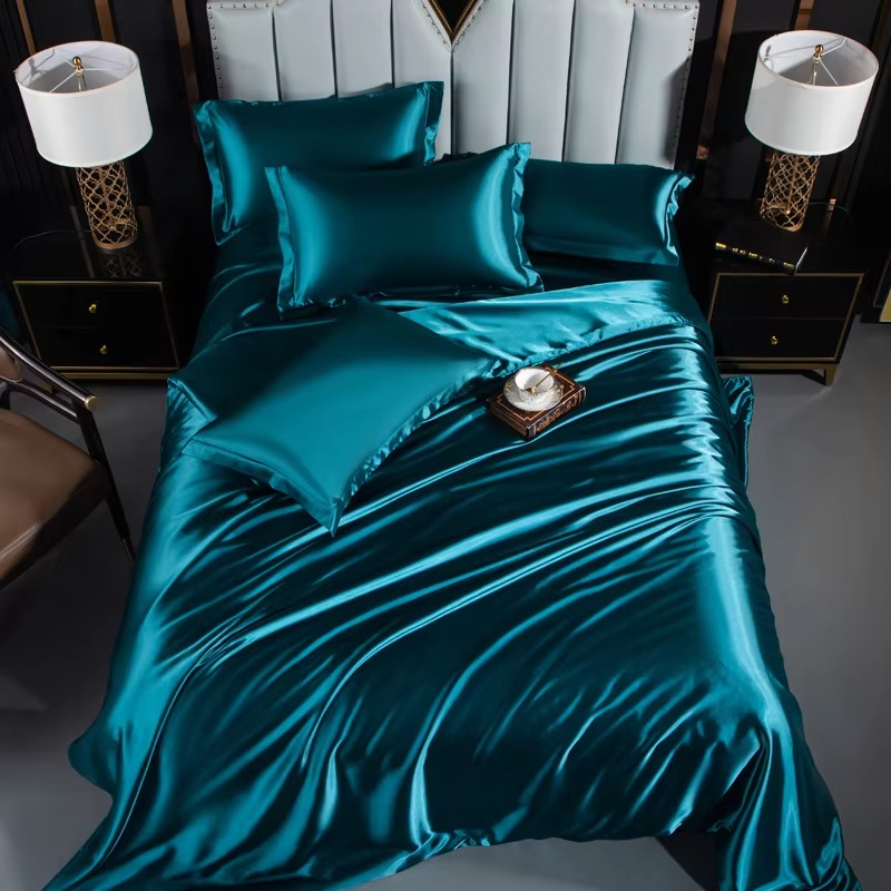 Silk Sheet Set - ชุดเครื่องนอนผ้าไหมมัลเบอร์รี่แท้ 100% สุดหรู ชุดผ้าปูที่นอนสีม่วง ผ้าซาตินโพลีเอสเตอร์เนื้อแน่น 4