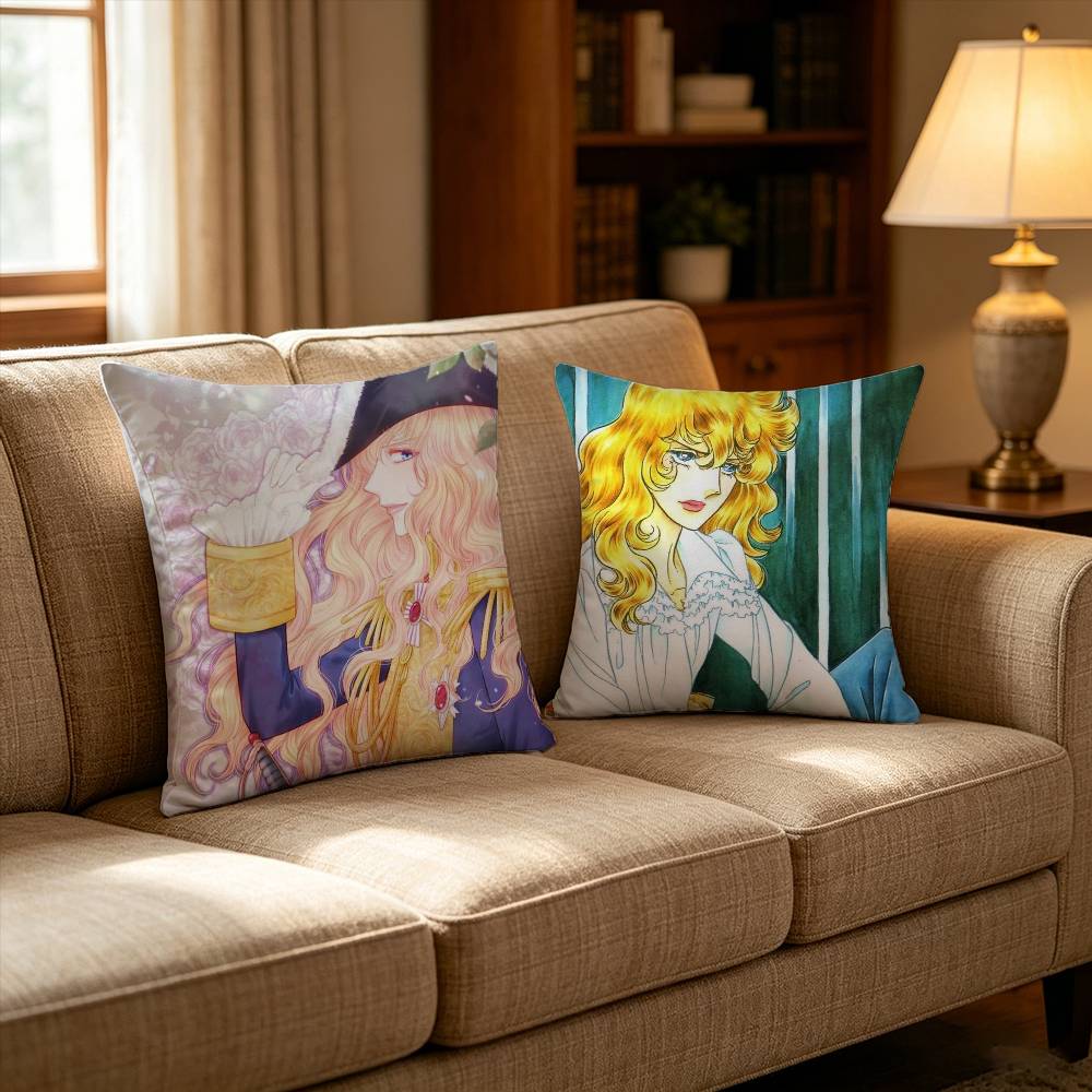 Versailles Home Textiles - ปลอกหมอนอิงลายกุหลาบ V-Versailles Lady Oscar ปลอกหมอนอิงสำหรับโซฟาในรถยนต์
