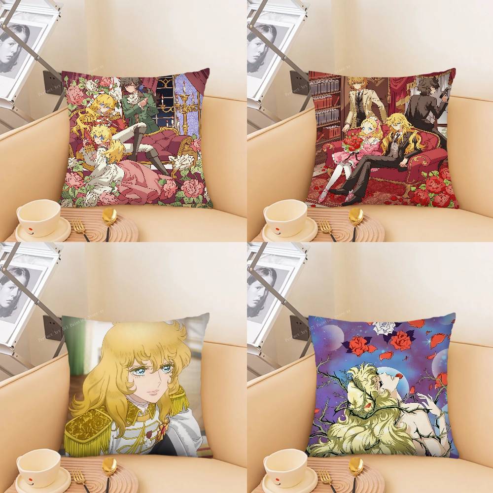 Versailles Home Textiles - ปลอกหมอนอนิเมะสไตล์เรโทรลายดอกกุหลาบแห่งแวร์ซายส์ 1 ชิ้น ปลอกหมอนแฟชั่นทรงสี่เหลี่ยม สำหรับตกแต่งห้องนอน ห้องนั่งเล่น