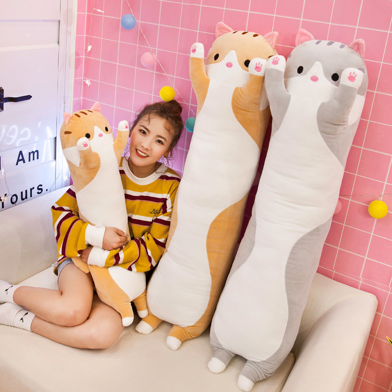 Bolster Pillow Long - หมอนตุ๊กตาแมวตัวยาวนุ่ม ตุ๊กตาลูกแมวนุ่มนิ่ม หมอนรองนอนสำหรับห้องนอน โซฟา สำนักงาน ของตกแต่ง