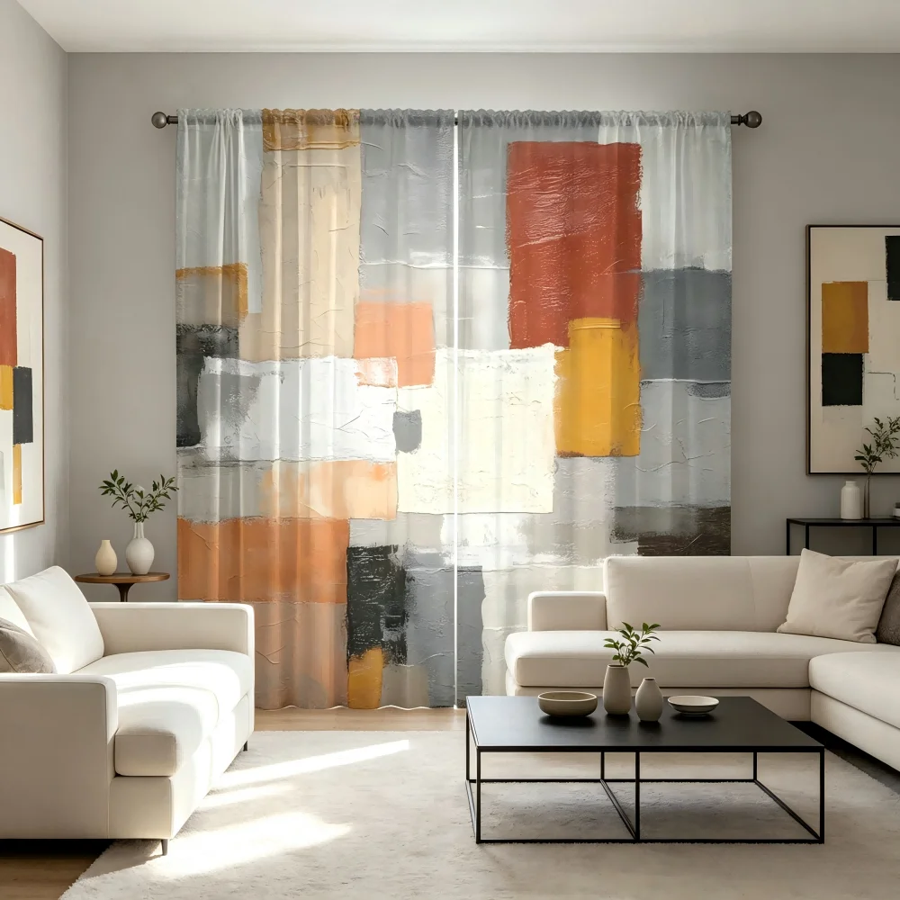 ม่านโปร่งแสงพิมพ์ลายดิจิทัล 2  - Curtain Sheer Voile บทวิจารณ์และราคา