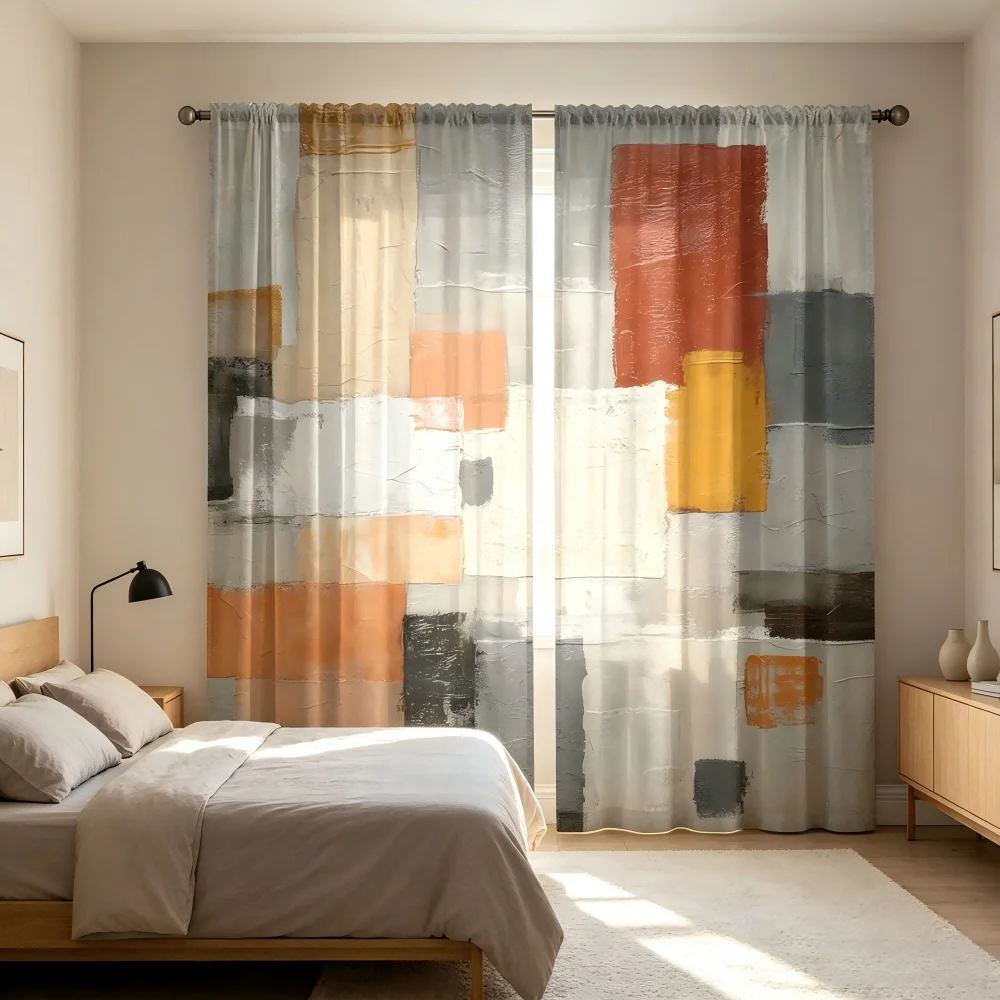 ม่านโปร่งแสงพิมพ์ลายดิจิทัล 2  - Curtain Sheer Voile บทวิจารณ์และราคา