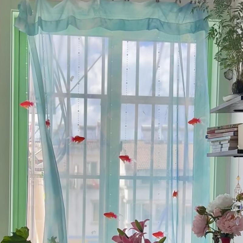 ผ้าม่านหน้าต่างโปร่งแสงสีฟ้าอ่ - Curtain Sheer Voile บทวิจารณ์และราคา