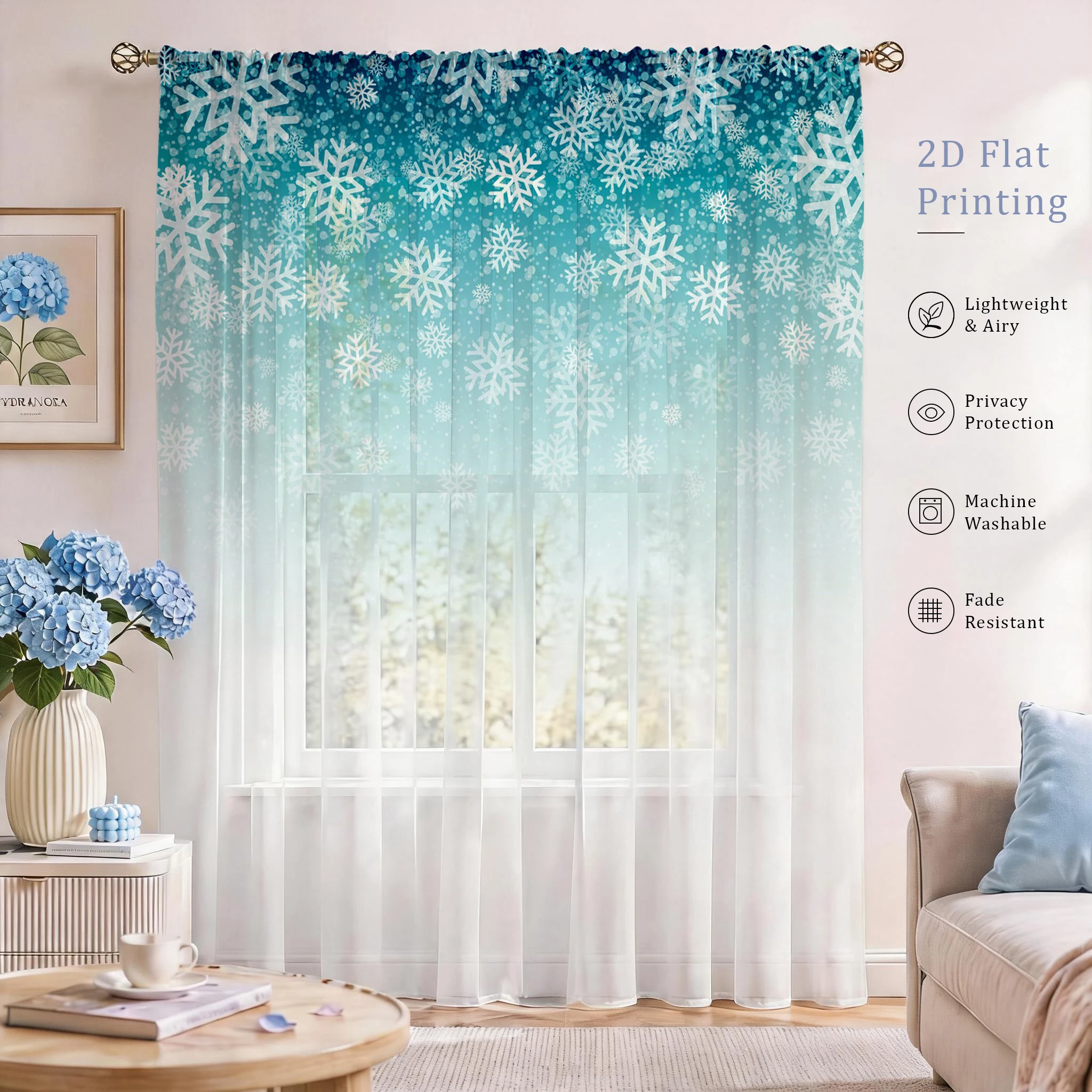 ผ้าม่านโปร่งไล่โทนสีลายดอกไม้  - Curtain Sheer Voile บทวิจารณ์และราคา