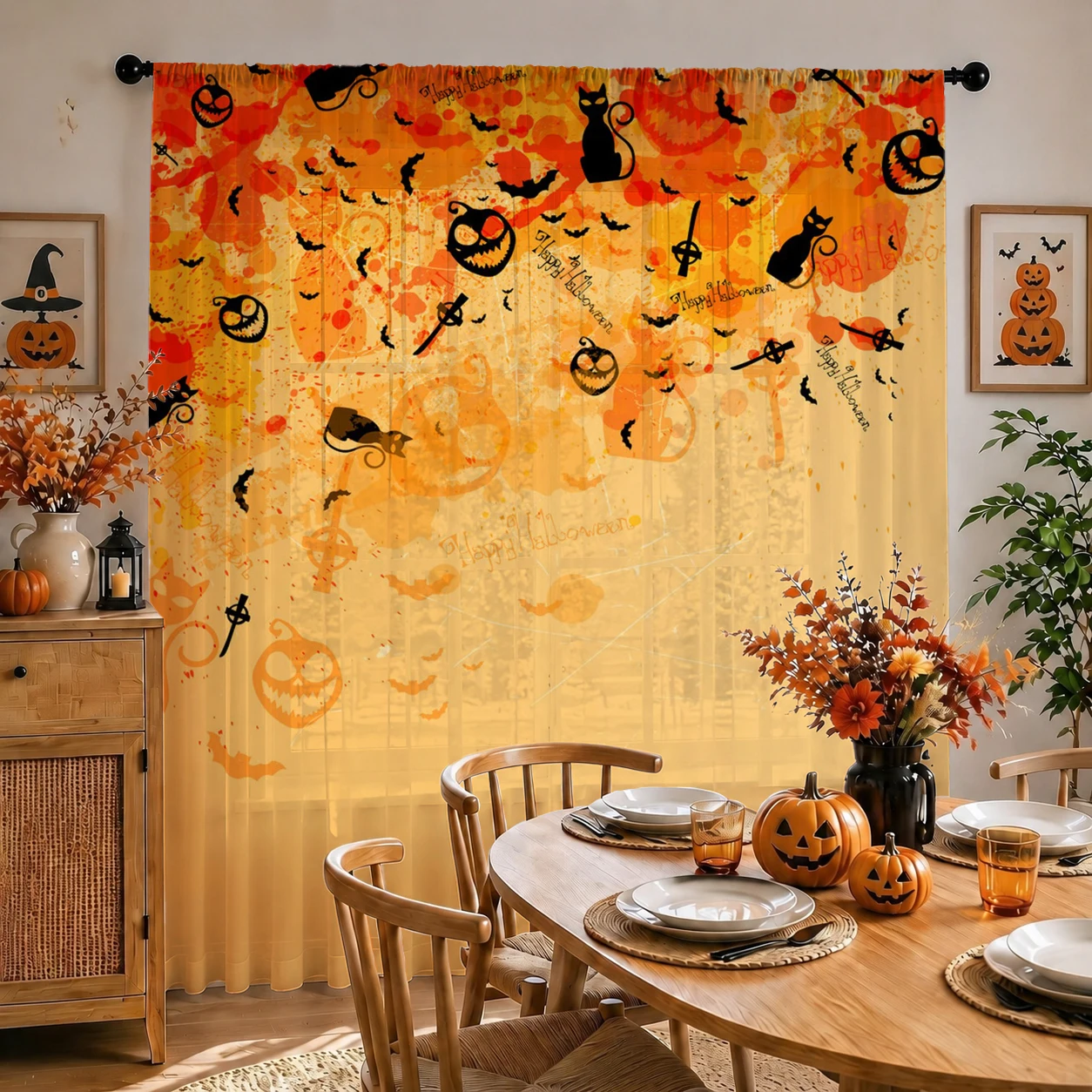 ม่านโปร่งลายฮาโลวีน 1 ชิ้น พร้ - Curtain Sheer Voile บทวิจารณ์และราคา