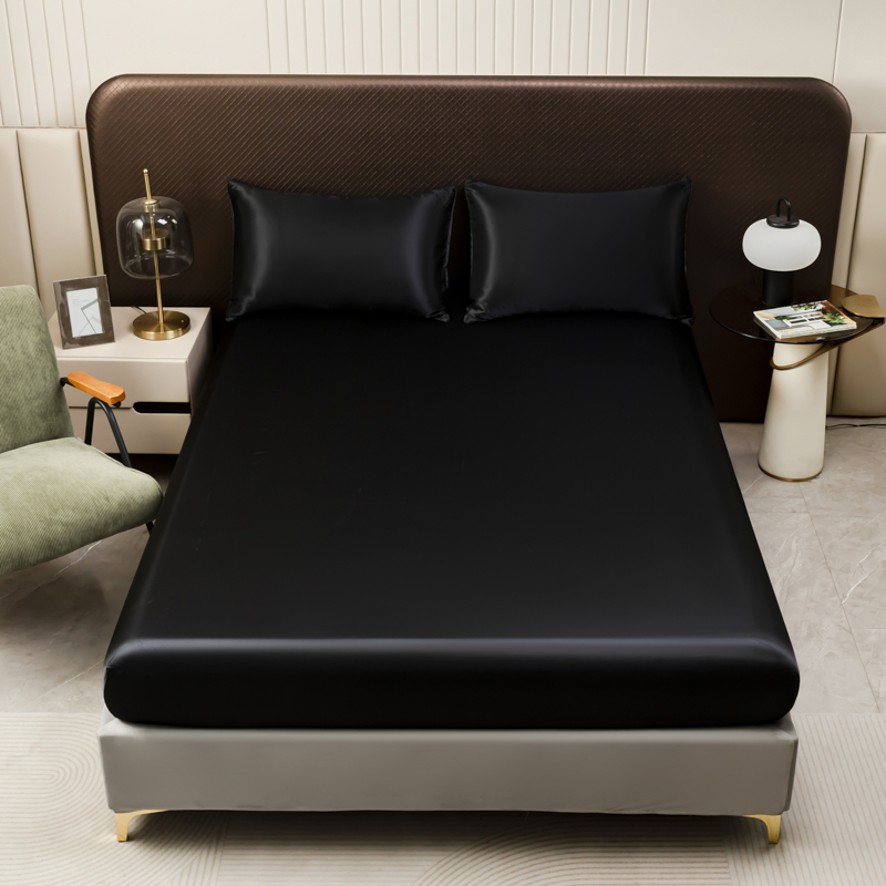 3 ชิ้นผ้าซาตินสีดําแผ่นติดตั้ง - Silk Sheet Set บทวิจารณ์และราคา