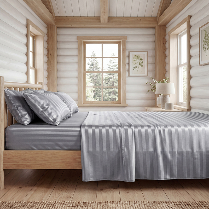 ชุดผ้าปูที่นอนลายทางผ้าซาตินกั - Silk Sheet Set บทวิจารณ์และราคา