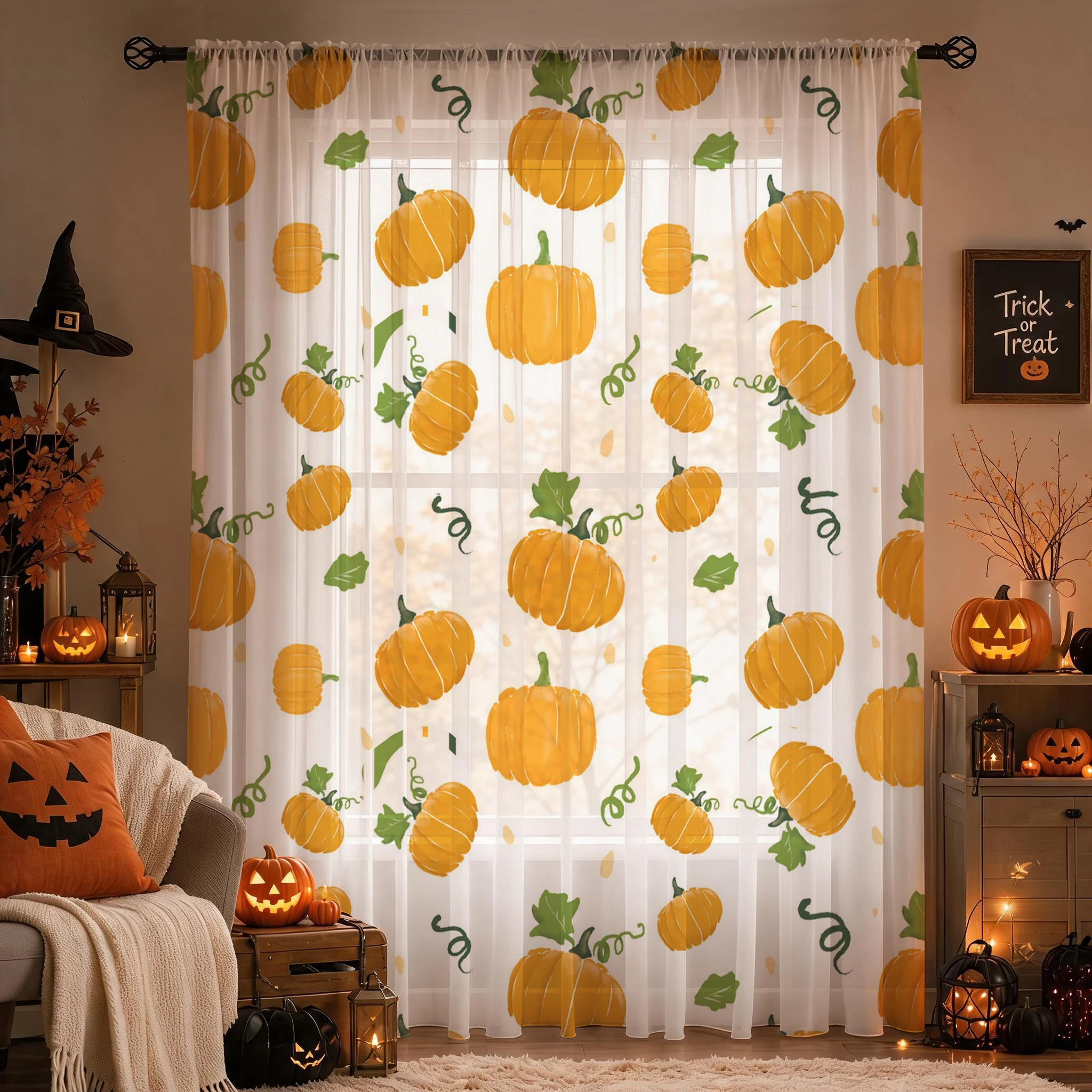 ผ้าม่านโปร่งแสงสำหรับฮาโลวีน พ - Curtain Sheer Voile บทวิจารณ์และราคา